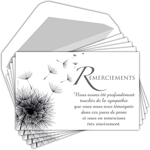 AFIE Set mit 5 Dankeskarten und 5 weißen Umschlägen, Format 9 x 14 cm, Text Sympathie, Trauer, Tod, Beerdigung, Blumen, Samen Wind, Beutel C5250