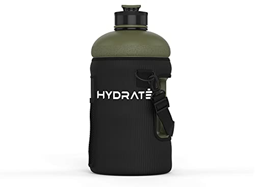 Hydrate Black Camo Neoprene Jug Sleeve - Carrier Accessory Fits 1.3L XL Bottles, with Carrying Strap, Phone Pouch - Insulated Cover for Gym Hydration - Protects and Keeps Drinking Bottles Cool