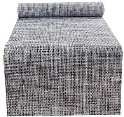 MBLUE 135 x 30 cm Japanischer Stil Tischläufer PVC Couchtisch Matte Wohnzimmer Tischflagge (hellgrau)