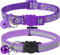 Taglory Reflektierend Katzenhalsband mit Sicherheitsverschluss und Glöckchen, 2-Stück Verstellbar Halsband Katze Kitten, 19-32cm Lila
