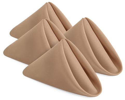 Utopia Home Stoffservietten, 43,2 x 43,2 cm, 100 % Polyester, gesäumte Kanten, waschbar und wiederverwendbar, ideal für Partys, Hochzeiten und Abendessen, Beige, 24 Stück