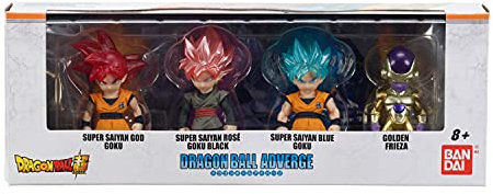 Dragon Ball Super Dragon Ball Adverge SS Blue Goku, SS Rose Goku Black and Golden Freiza 6,3 cm Lot de 4 mini figurines