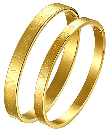 OIDEA Gold Armbänder für Männer Frauen Roman Ziffer Armreif Armband Inspirierende Armband Edelstahl Personalisierte Gravierte Unisex Geschenk