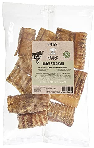 PRIMOX® Rinderstrossen 250g I Proteinreiches, aromatisches Leckerli mit Eiweiß & Knorpel I Fettarm | Natürlicher Kauspaß für Hunde Aller Altersgruppen