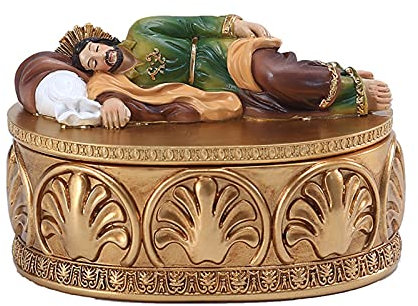 GEQIAN Sammelfigur schlafender Joseph, Heiliger Joseph, schlafender Heiliger Statue, religiöser Schmuck, Aufbewahrungsbox – schlafender St. JosephStatue, Kunstharz, dekorative Figur für Zuhause,