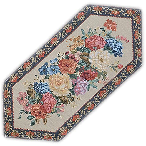 Raebel OHG Tischläufer Gobelin Rosen Hellbraun Bunt Landhaus Gobelindecke Gobelintischdecke Läufer Decke (33 x 70 cm)