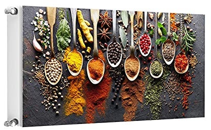 TMK ArtDeko Heizkörperabdeckung Magnetisch Dekorativer Sichtschutz Energiesparend Magnet Heizkörperabdeckung, Heizkörperverkleidung 100x60cm, Gewürze