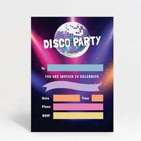 Einladungskarten zum Geburtstag mit Disko-Motiv, 10 Stück