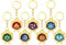 Porte-clés Anime Genshin Impact Vision – Œil de Dieu Hydro Dendro Electro Geo Pyro Anemo Cryo Lumineux Métal Porte-clés Bijoux, Inazuma Set, Medium