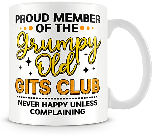 MUGGZ Funny Gift Mug for Old People - Grumpy Old GITS Club – Custom Funny Coffee Mug – Unique Gift for Friends & Family