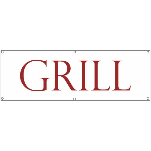 Indigos UG - Plane wasserdicht Gerüstplane - p23 - Grill - Imbiss - Banner - 300 cm x 100 cm - Baustelle, Garten, Zaun oder Veranstaltung im Sommer - Werbeplane - Werbung