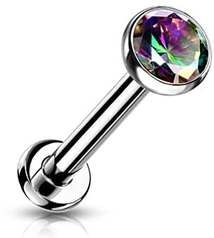 Paula & Fritz® Push-In Labret Piercing Kugel Zirkonia Titan-IUM Grade 23 Piercing Set 0,8-mm 1-mm 1,2-mm Stab-Dicke Madonna Medusa Monroe Helix Tragus