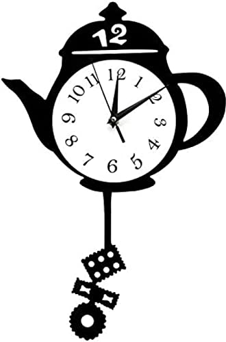 Wall Clock Creative Kitchen Clocks Teapot Pendulum Wall Clock Hanging Wall Mounted Watches Modern Design Teapot With Tea Bag Cookie