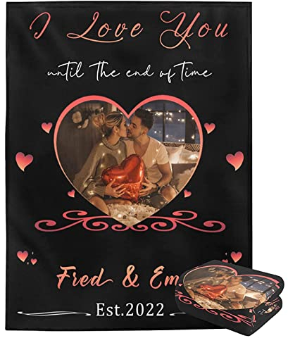 Personalisierte Decke Fotodecke Mit Foto Name, Hochzeitstag Geburstag Geschenke für Frauen, kuscheldecke Decke An Meine Frau Von Ehemann, Luftpost Briefdecke Positiv Ermutigen und Liebe Fleecedecke