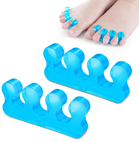 Sibba Zehentrenner für Nagellack Silikon Zehentrenner Glätteisen und Korrektoren für überlappende Zehen Ballenzehen Hammerzehen Fußschmerzlinderung für Männer und Frauen (Blau)