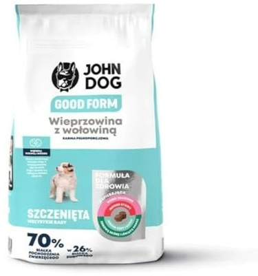 JOHN DOG Hundefutter für Welpen Aller Rassen - Good Form Schwein mit Rind -Trockenfutter für Hunde - Getreidefreies Welpenfutter 3kg