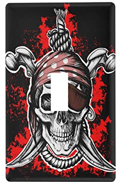 Jolly Roger Piratensymbol gekreuzte Dolche Duplex-Steckdosen Lichtschalter Abdeckung dekorative Wandplatte für Hausschalter 11,5 x 7 cm