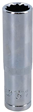 15mm 1/2in Drive Double Deep Long Reach Metric Socket 12 Point Sided Bi-hex
