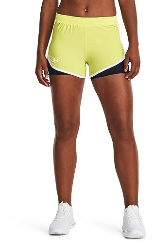 Under Armour Damen Fly by 2.0 2-in-1-Shorts, (743) Limettengelb/Weiß/reflektierend, Mittel