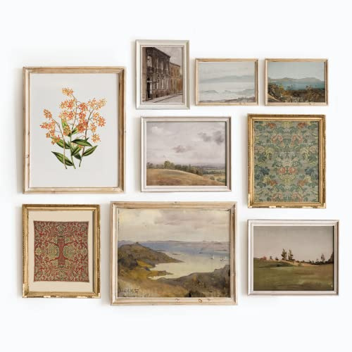 Set di 9 stampe da parete in stile country francese, decorazione da parete con paesaggio, decorazione vintage da parete, grande stampa artistica da parete, per bagno, casa colonica floreale vintage