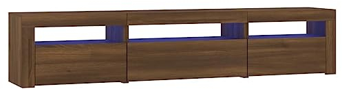vidaXL Mobile Porta TV con Luci LED Rovere Marrone 195x35x40 cm