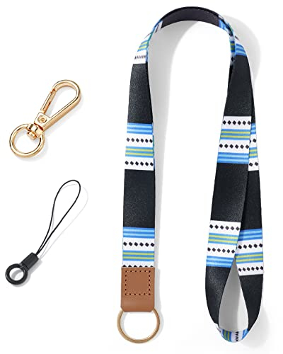 Vicloon Schlüsselband, Schlüsselband Lanyard, Lanyard für Schlüssel, mit 2 Zubehör, Zweiseitiger Druck in Voller, Halsriemen Schlüsselbund für Schlüssel, ID Badge Card Holder, Ausweishülle(Streifen)