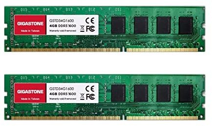 【DDR3 RAM】 GIGASTONE 8GB Kit(2x4GB) DDR3/DDR3L 1600MHz(1333MHz) PC3-12800(PC3-10600) CL11 1.35V/1.5V 2Rx8 UDIMM 240pin sin búfer sin ECC PC Desktop Only de Memoria Alto Rendimiento Actualización