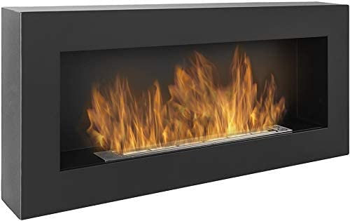 Bio-Ethanol Fireplace Wall Mounted Siena Black L 90 x D 12 x H 40