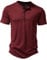 LucMatton Men's Casual Short Sleeve Slim Fit Henley Shirt Stylish 4 Buttons Muscle T-Shirts Burgundy X-Large