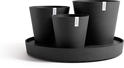 Ecopots Dubai Pflanzenset mit Rollen - Handgefertigte Töpfe aus recycelten Materialien - Kapillare Bewässerungssystem - Für Innen- und Außenbereich