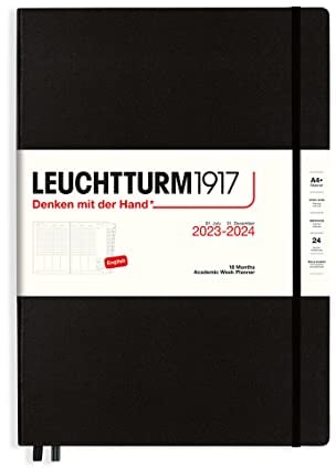 LEUCHTTURM1917 367545 Akademischer Wochenplaner Master (A4+) 2024, 18 Monate, Black, Englisch