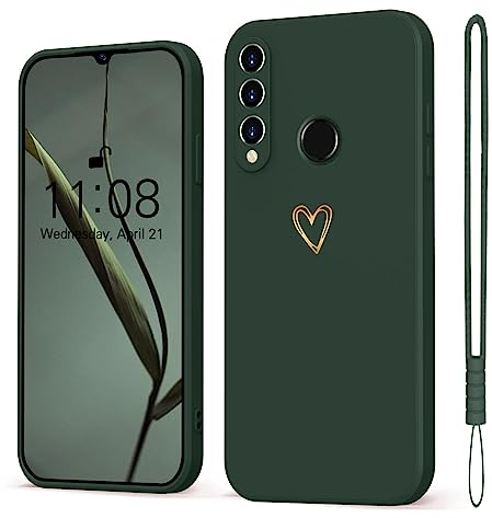 Mitetabo für Handyhülle Huawei P30 Lite Hülle P30 Lite New Edition Gold Liebesherz,Mädchen Case Weich Silikon Slim Stoßfest Kratzfeste Süßes Gold Love Schutzhülle für Huawei P30 Lite Grün