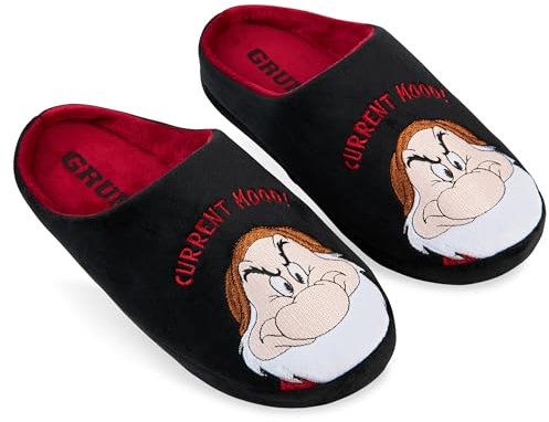 Disney Pantofole Uomo - Ciabatte Uomo Invernali Antiscivolo Divertenti - Slippers Calde da Casa Baby Yoda Gadget Regalo (Nero Grumpy,42 EU)