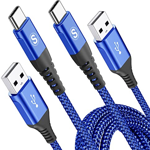 2Pack 3M USB C Charger Cables, Super Fast Charging Type C Phone Wire for iPhone 17 air 16 15 Plus Pro Max, Samsung Flip/Fold 7 6 5 4 3 S26 S25 S24 S10 S20 S21 A16/15/14/13/12 A35/A34 A56/55/54, Pixel