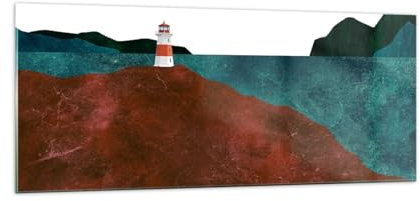 Quadro su Vetro 100x40cm Stampe da Parete in Vetro Faro Moderno Montagne Grandi Decorazione Murale Camera da Letto Cucina 1 pezzo Quadri Moderni Soggiorno Grafica Immagini Wall Art GAB100x40-5999