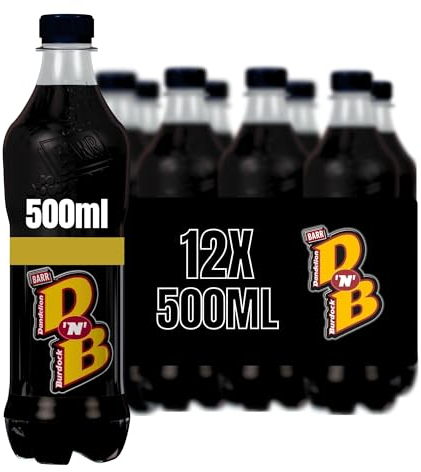BARR Since 1875, 12 Pack DNB Dandelion and Burdock, Zero No Sugar Flavoured Fizzy Drink - 12 x 500ml Bottle