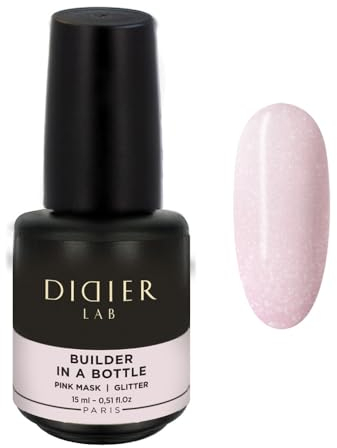 Didier Lab - Premium Nail Builder Gel in a Bottle Pink Mask Glitter Nail Gel - Strengthens Natural Nails - LED UV Builder Gel for Nails - Hard Gel Nail Builder for Nail Repair -Nail Gel Extension 15ml