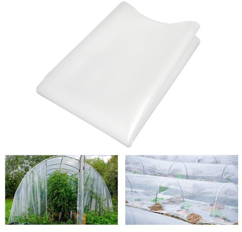 VEGCOO 2 láminas de plástico de 3 m, película blanca anticongelante, lámina de plástico de polietileno resistente para invernaderos, jardines y plantaciones (250 mu/1000 g)