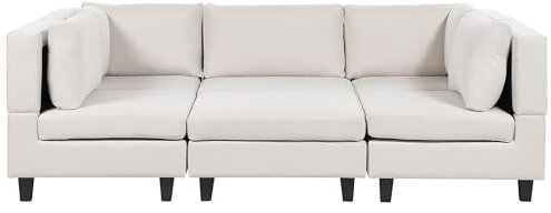 Beliani 5-Sitzer Wohnlandschaft mit Ottomane Stoffbezug beige U-förmig modular Unstad