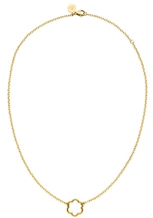 Purelei® Bloom Halskette, Ovalankerkette mit Anhänger in Blütenform, Wasserfeste Kette für Damen aus Edelstahl, Lange verstellbar 40-45 cm (Gold)