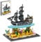 Piratenschiff Bausteine Bausatz, 4059PCS Piratenschiff Modell, Black Pearl Segelschiff Modell mit Meeresböden der Schatz, Micro Mini Baustein Set, DIY Modellbausatz Klemmbausteine Bausatz (780)