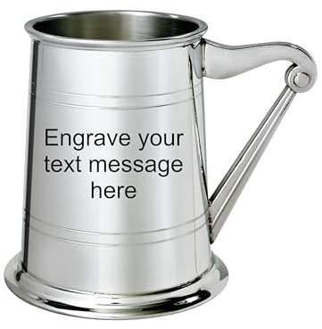 Wentworth Pewter - Boccale in peltro con manico arpa - con incisione