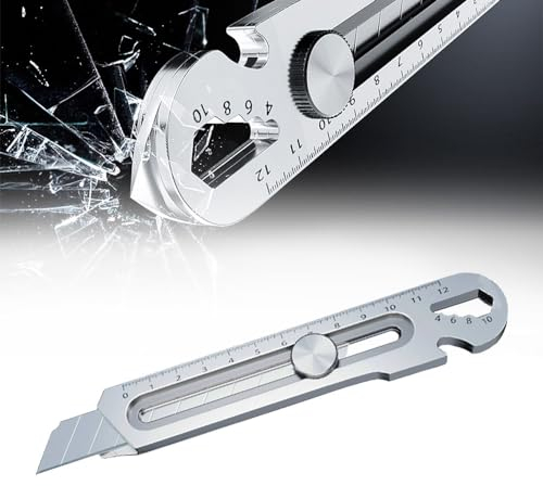 Cutter Professionnel Rétractable en Acier Inox, 2024 Couteau utilitaire polyvalent et robuste, Cutter de Précision avec Mécanisme de Changement Rapide, Cutter pour Bureau, Maison, École (1PC)