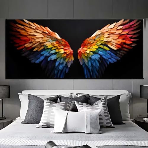 Diamond Painting Adulte, Peinture Diamant Point de Croix, 5D DIY Diamond Painting Ailes Ange Grand Format Broderie Diamant, Tableau en Perles à Coller, Murale Chambre Décoration, Cadeau 30x90cm q445
