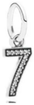 GHMIOU Zahlen Charm Anhänger aus 925er Sterlingsilber,Charms für Armbänder und Halsketten, Weihnachten, Geburtstag, Geschenke für Frauen, Silber, Zirkonia (Glückszahl 7)