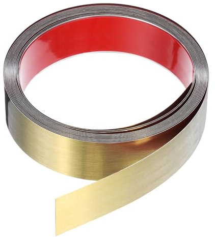 QUARKZMAN 19,7Ft x 1,58 Garniture Murale, Cadre de Garniture de Moulure à Décoller et à Coller, Garniture de Bande Métallique de Finition Brossée en Acier Inoxydable auto-Adhésive, Doré