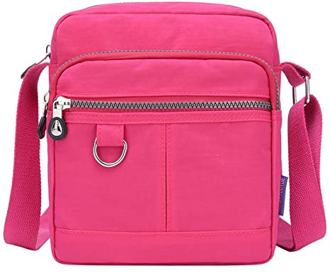 Bücher Taschen Casual Nylon Geldbörse Handtasche Umhängetasche Wasserdichte Umhängetasche Handtasche für Frauen Taschen Parfüm Flasche (Hot Pink, One Size)