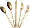 LHLZNB 5 Pieces Gold Cutlery Sets，Cutlery Set,Stainless Steel Flatware Set for, Spoon Knife and Fork Sets, Mirror Polished and Dishwasher Safe, Silverware Set for Home, Kitchen. (Golden)