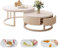 MDXVRKYBC Runder Couchtisch Weiß 2er Set Rund Wohnzimmertisch 50+70cm Nested Beistelltisch, Silent Drawer Organizer, Moderne Satztische Kaffeetisch Für Schlafzimmer Wohnzimmer