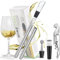 Minnhua 6 en 1 Kit Enfriador de Botellas de Vino Enfriador Botellas Vino con Varilla de Enfriamiento con Accesorios Vinhos Enfriador de Vino Blanco Tapón Aireador para Los Amantes del Vino